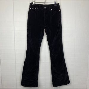 Pure Color Black Velvet Pants Boot Cut Flare Embroidered Size 29